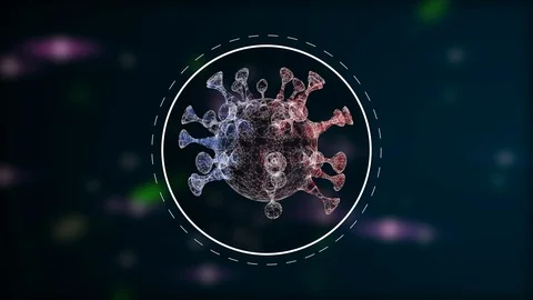 Pathogen outbreak of virus. Multicolored dangerous cell turning inside a glowing Stock Footage 124761146