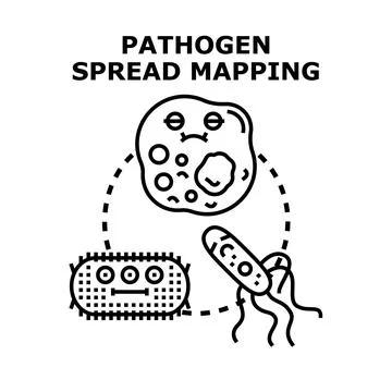 Pathogen spread mapping for disease control concept 库存插图