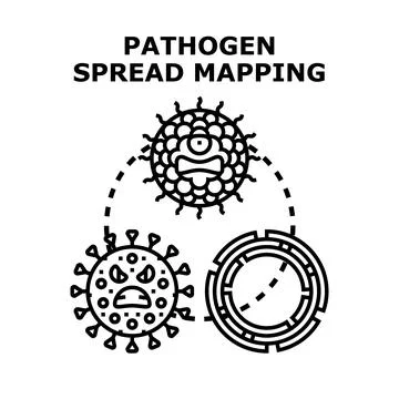 Pathogen spread mapping, tracking infection and outbreak data Stock Illustration