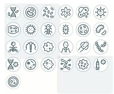 Pathogen Vector Icon Repository containing 25 Regular Line 256x256 Editable.. Stock Illustration