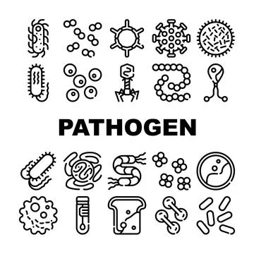 Pathogen Virus Disease Collection Icons Set Vector Stockillustratie