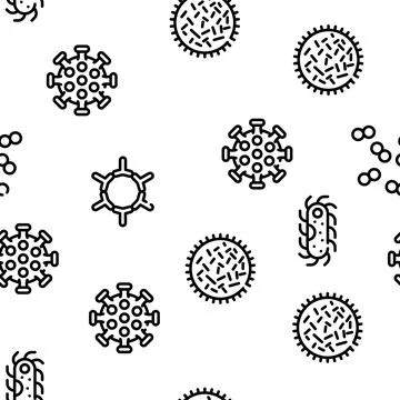 Pathogen Virus Disease Vector Seamless Pattern Illustrazione stock