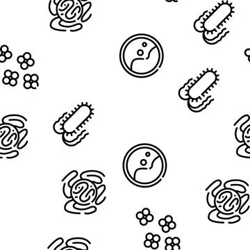 Pathogen Virus Disease Vector Seamless Pattern Illustrazione stock
