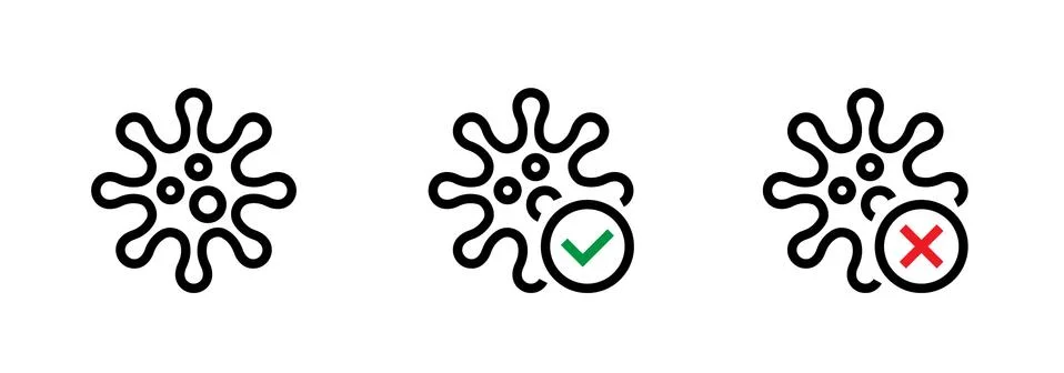 Pathogenic Viruses Causing icons Set Editable Line. Check. Stock-Illustration