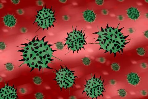 Pathogenic viruses causing infection in host organism Stock Illustration