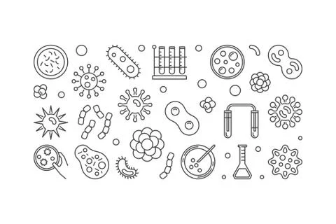Pathogenicity concept linear illustration. Vector horizontal ban Stock Illustration