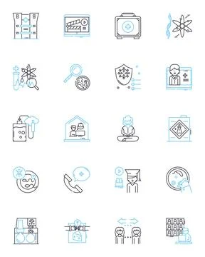 Pathogens linear icons set. Virus, Bacteria, Fungus, Parasite, Infection Illustrazione stock