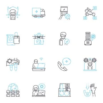 Pathogens linear icons set. Virus, Bacteria, Fungus, Parasite, Infection 스톡 일러스트