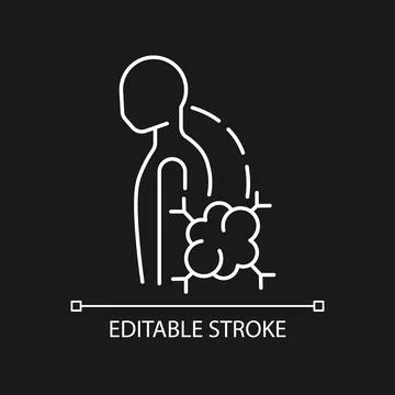 Pathologic scoliosis white linear icon for dark theme Stock Illustration