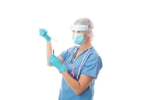 Pathologist or laboratory worker tests a blood lab sample Pathologist or l... Stock Photos