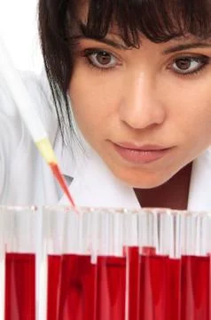Pathologist takes sample for testing Stock Photos