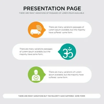 Pathology, aum, connected car presentation design template in orange, green,  Illustrazione stock