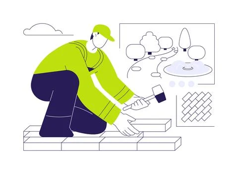 Paths construction abstract concept vector illustration. Stock Illustration