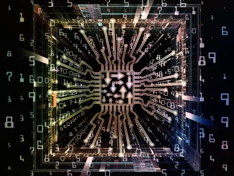 Paths of Digital Processor Ilustração Stock