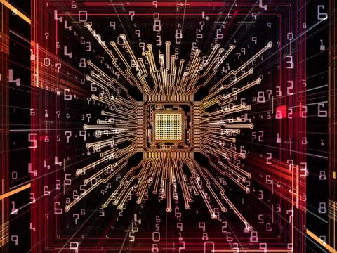 Paths of Digital Processor Stock Illustration