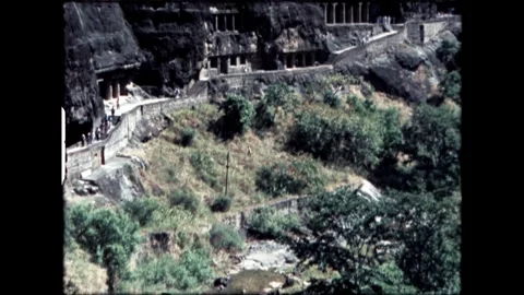 Pathway to Ajanta Caves Stock Footage 277976426