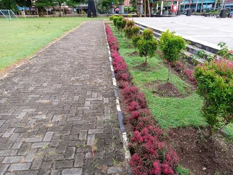 Pathway beside the park Stock Photos