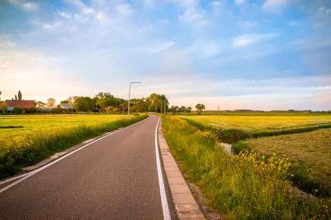 Pathway between fields pastures agrivultural landscape photo Stock Photos