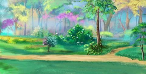 Pathway in a forest Stock Illustration