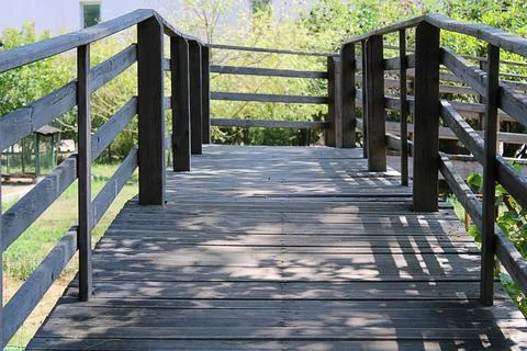 Pathway in forest. Wodden pathway in forest. Stock Photos