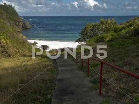Pathway leading down to foul bay, barbados Stock Photos