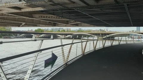 Pathway in London - over the Thames Stock Footage 288259228