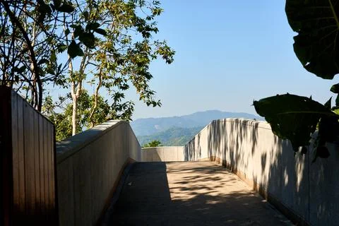 Pathway to Mountain View under Clear Blue Sky Stock Photos