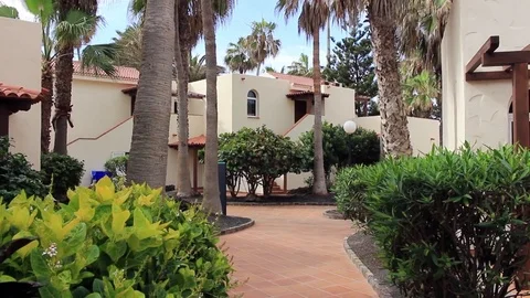 Pathway through beach resort Stock Footage 84788685