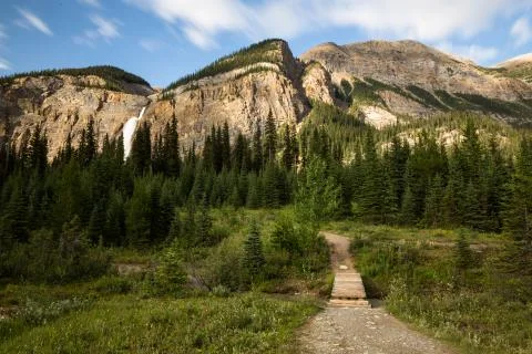 Pathway through the mountains and forest in Canada Stock Photos