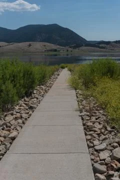 A pathway towards Eagle Nest Lake In New Mexico. Stock Photos