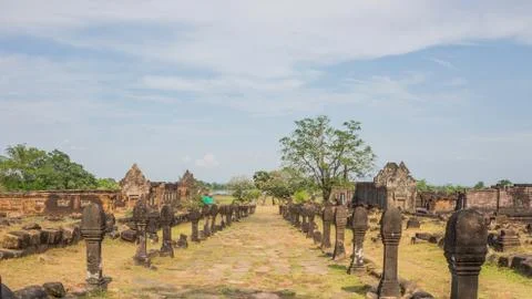 Pathway to vat phu temple Stock Photos