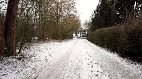 Pathway / Walkway / Path covered with snow 库存照片