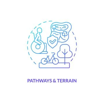 Pathways and terrain blue gradient concept icon Stock Illustration