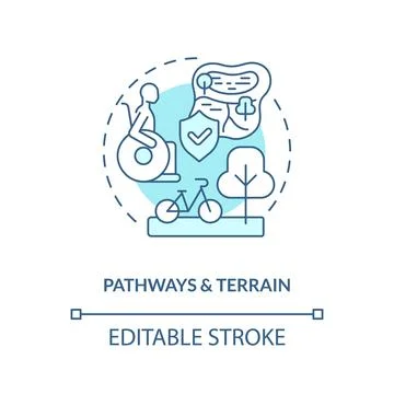 Pathways and terrain turquoise concept icon Stock Illustration