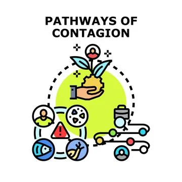 Pathways of contagion disease transmission vector process Stock Illustration
