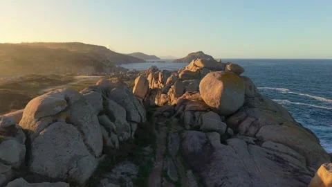 Pathways At The Edge Of The Cliffs. Aerial Shot Stock-Footage 325893212