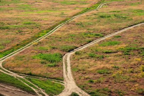 Pathways in the open field Stock Photos