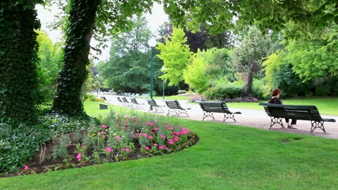 Pathways in a Parisian Park Stock Footage 332457955
