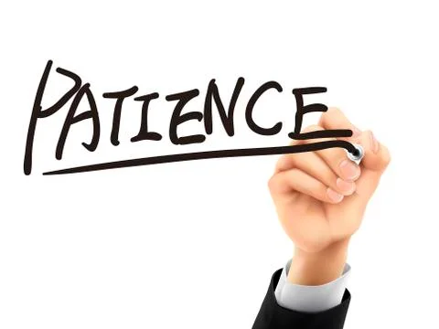 Patience written by 3d hand Stock Illustration