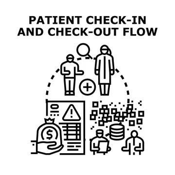 Patient admitting and discharging process flowchart Illustrazione stock