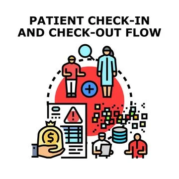 Patient admitting and discharging process flowchart Illustrazione stock