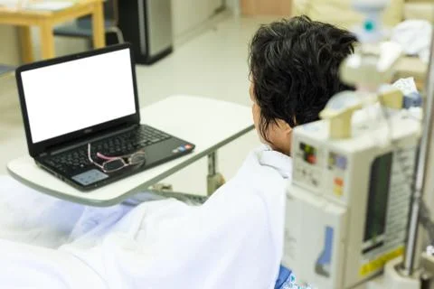 Patient and computer Stock Photos