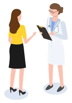 Patient at Appointment with Doctor Making Notes Illustrazione stock