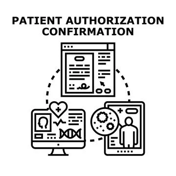 Patient authorization confirmation process in digital healthcare Stockillustratie