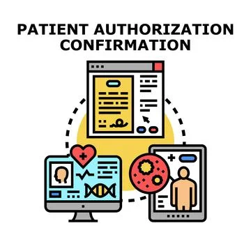 Patient authorization confirmation process in digital healthcare イラスト素材