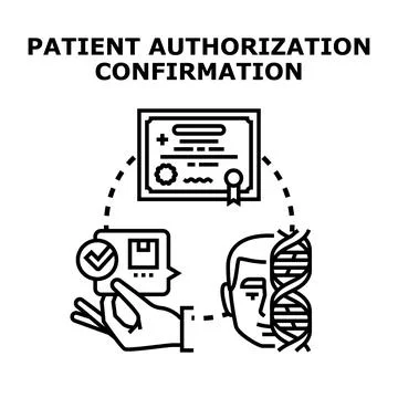 Patient authorization confirming genetic data and medical consent Stock Illustration