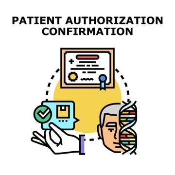 Patient authorization confirming genetic data and medical consent Stock Illustration
