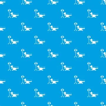 Patient in bed on a drip pattern seamless blue Stock Illustration