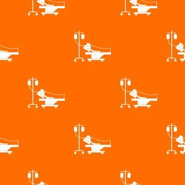 Patient in bed on a drip pattern seamless イラスト素材