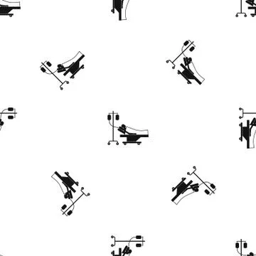 Patient in bed on a drip pattern seamless black イラスト素材